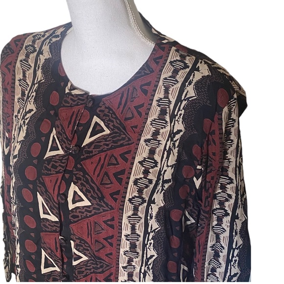 Passports of Pier 1 Imports | Womens Tribal Print Button Up Blouse Size M Medium - Picture 3 of 6